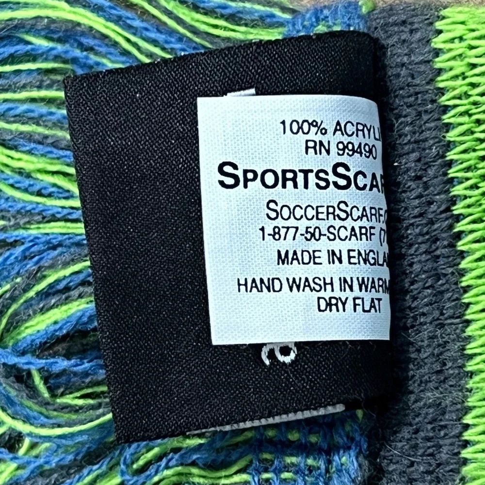 Seattle Sounders FC Adidas Knit Scarf Pockets Blue‎ Green Gray Fringe
